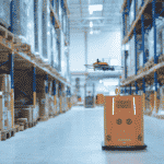 doks robot and drone scanning barcodes with the Viziotix barcode scanner SDK in a warehouse.