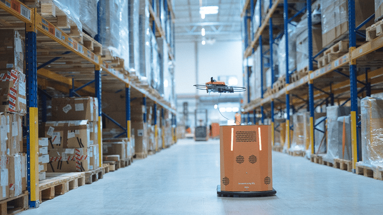 doks robot and drone scanning barcodes with the Viziotix barcode scanner SDK in a warehouse. Viziotix warehouse robotic barcode scanning.