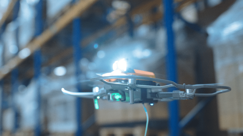Warehouse Inventory scanning drones in a warehouse scanning barcodes with Viziotix warehouse robotic barcode scanning software, the barcode scanner SDK. Viziotix barcode reader SDK. Viziotix barcode decoder SDK.