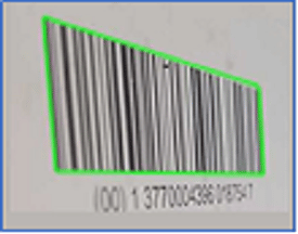 A barcode image with high degree of skew scanned by the Viziotix barcode scanner SDK for automation barcode scanning. Viziotix barcode reader SDK. Viziotix barcode decoder SDK.