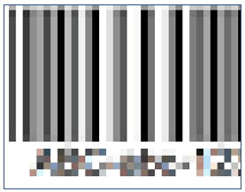 A barcode image with low camera resolution causing pixilation by Viziotix Barcode Scanner SDK for automation barcode scanning