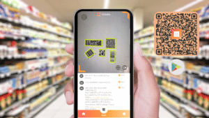 The Viziotix Barcode Scanner Demo app for Android. Smartphone screenshot showing barcodes being decoded in a retail store.