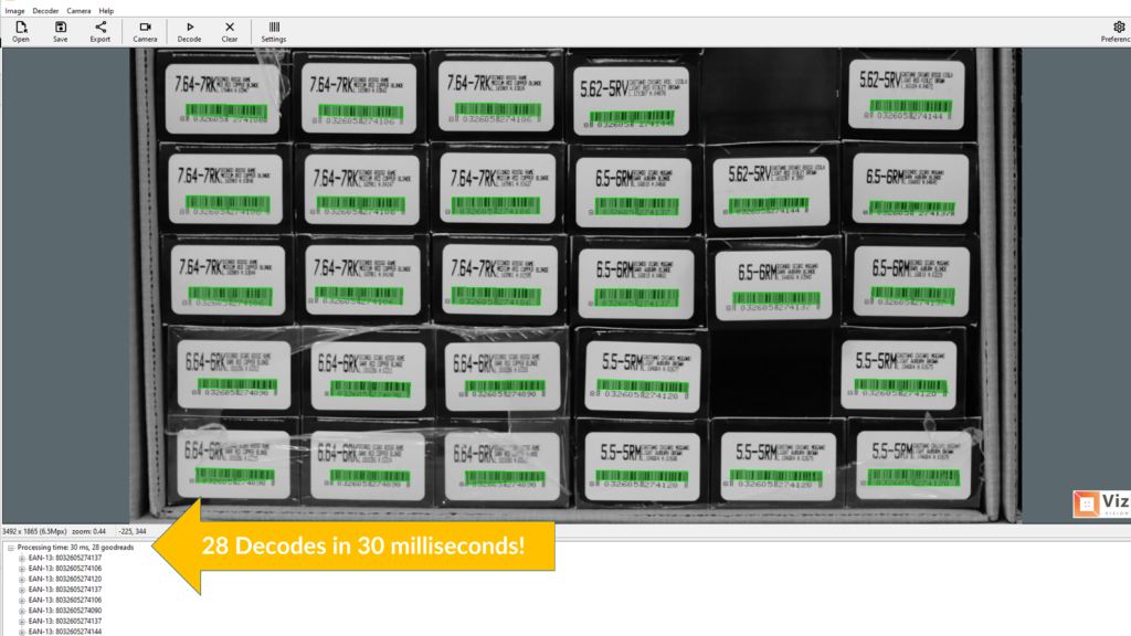 Viziotix - the fastest barcode scanner SDK decodes 28 barcodes in one image in 34 milliseconds.