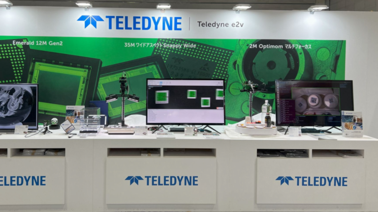 Teledyne showing Viziotix Barcode Scanning software at the ITE Expo on Image Technology and Equipment in Yokohama, Japan (December 6-8th, Booth D-04). The image shows Viziotix barcode scanning software scanning codes with a Teledyne camera that are on a moving conveyor.